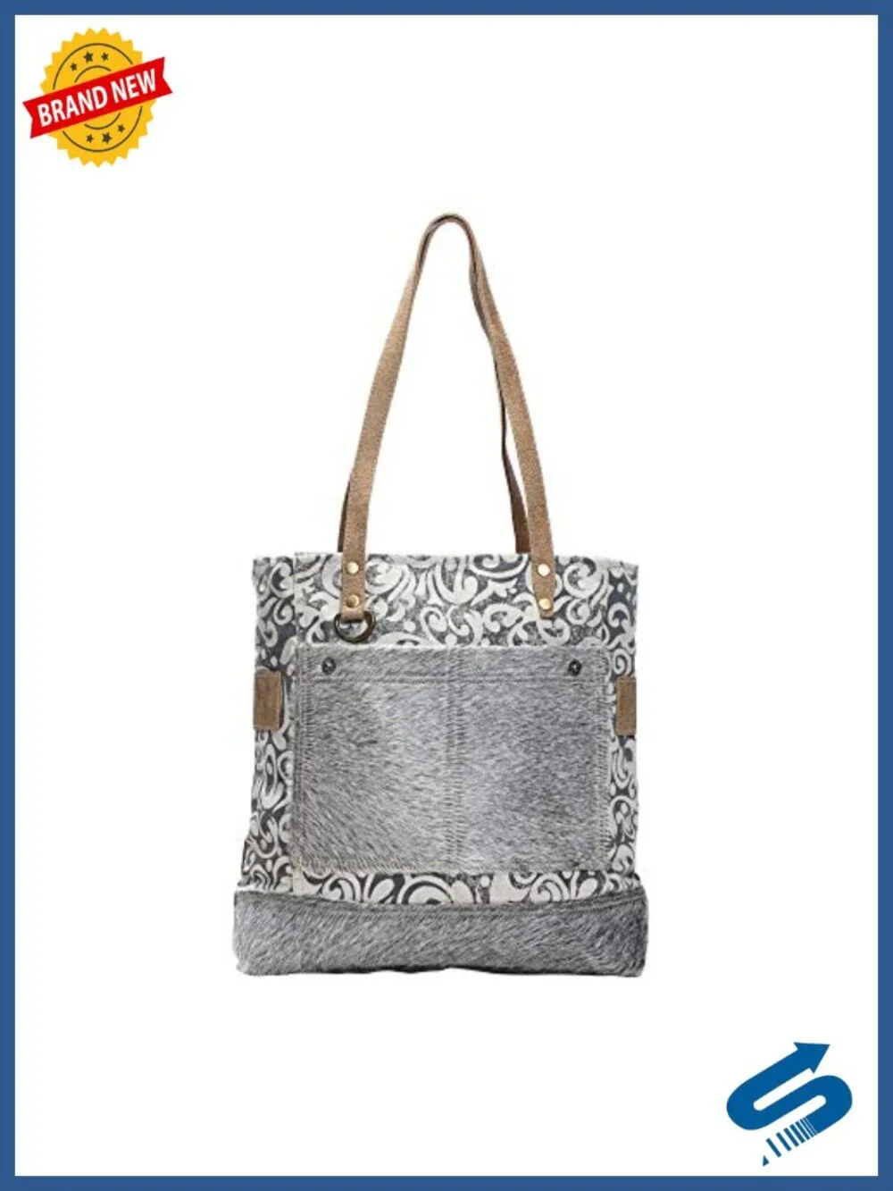 Canvas Tote Bag for Women - Real Leather Strap Handmade Boho Purse
